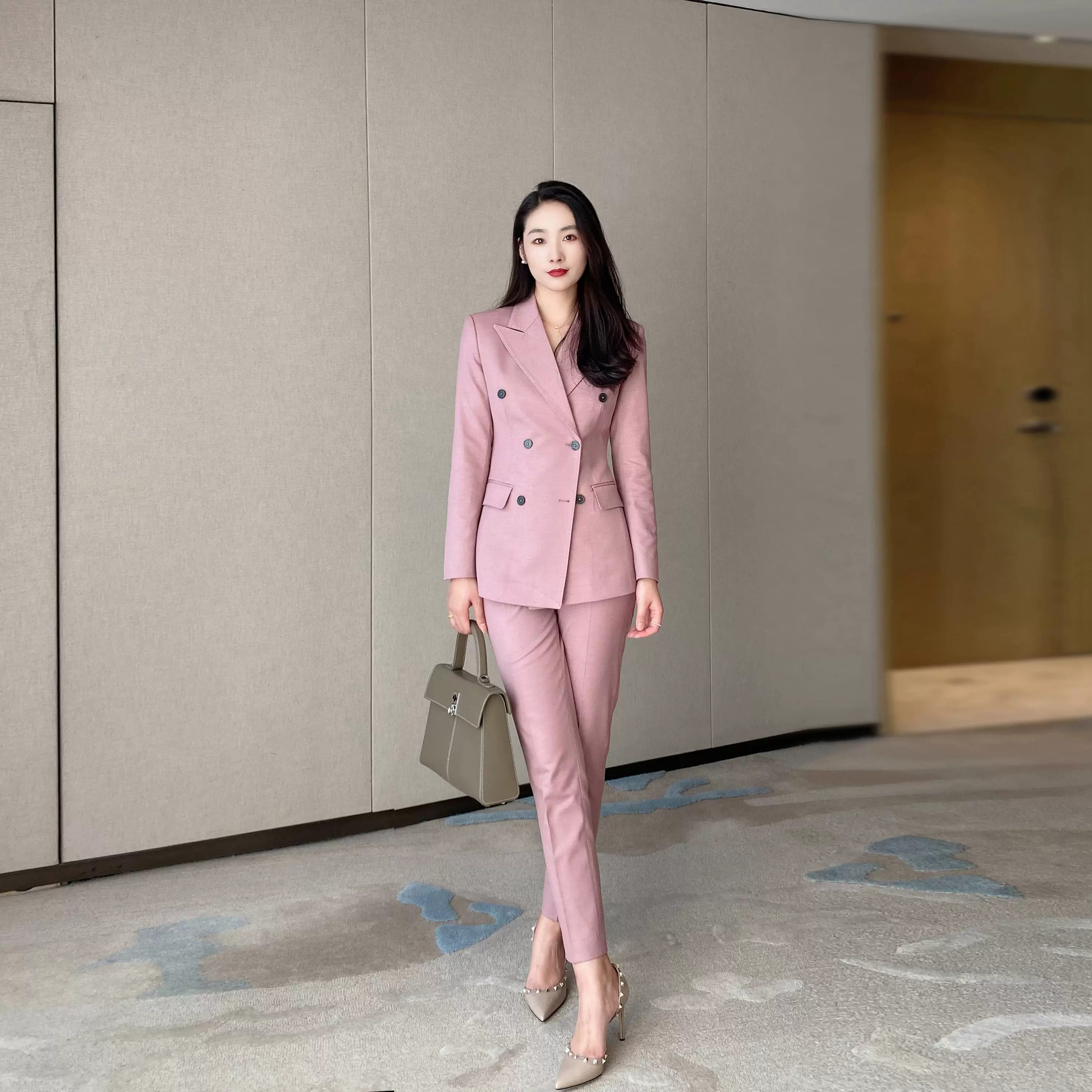 Spring Sophisticated Classic Suit With Trousers – Iceberry Pink - Image 2