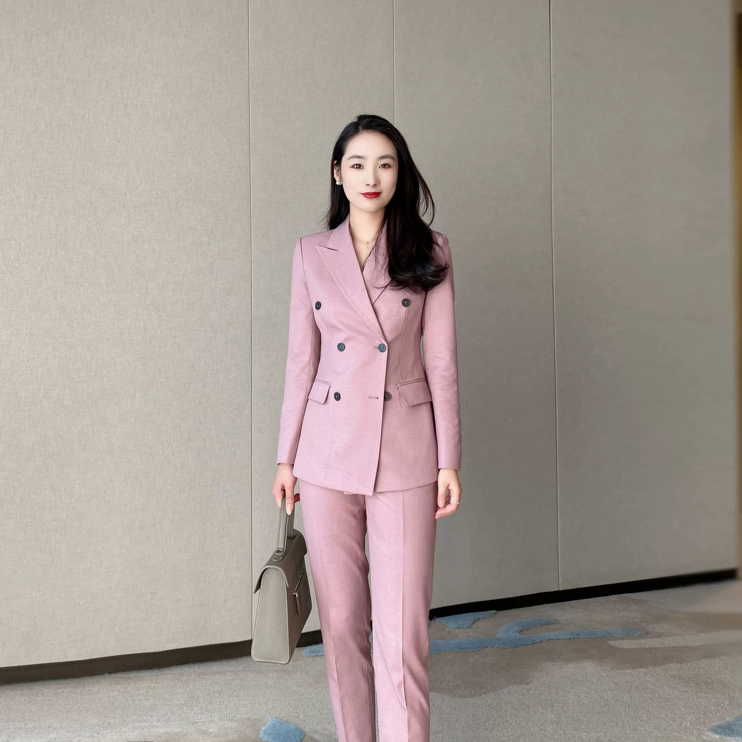 Spring Sophisticated Classic Suit With Trousers – Iceberry Pink - Image 3