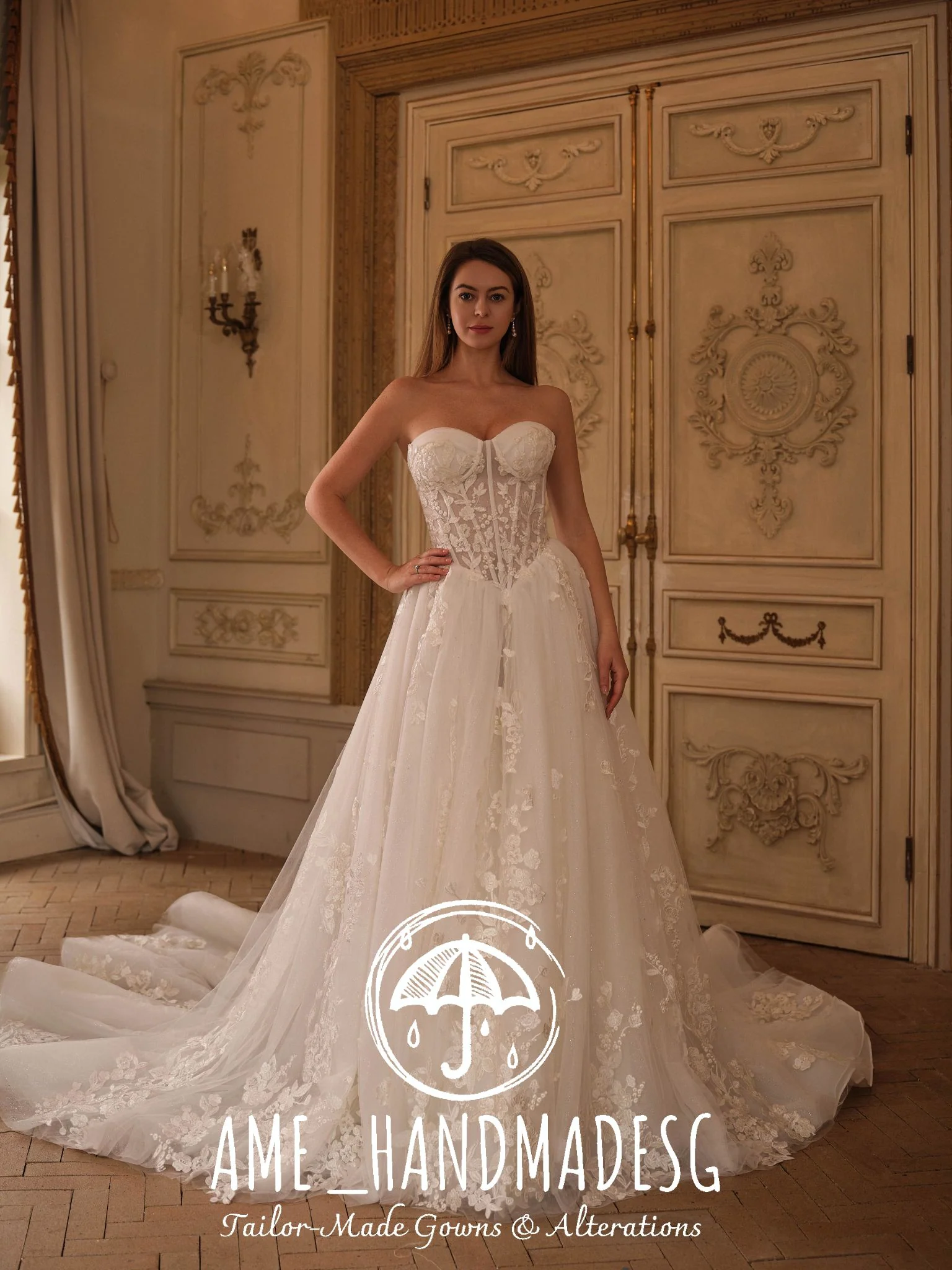 Eternal Grace: A Romantic Corset Lace Ball Gown
