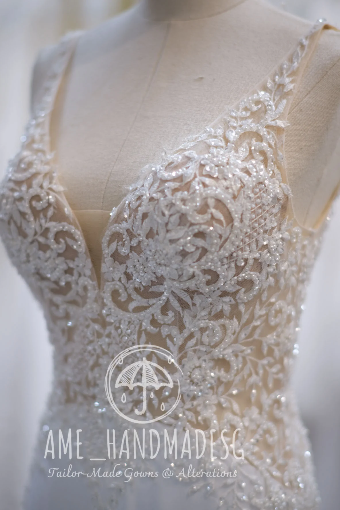 Half Applique Lace Beaded Wedding Gown | Ready-to-Wear - Image 4