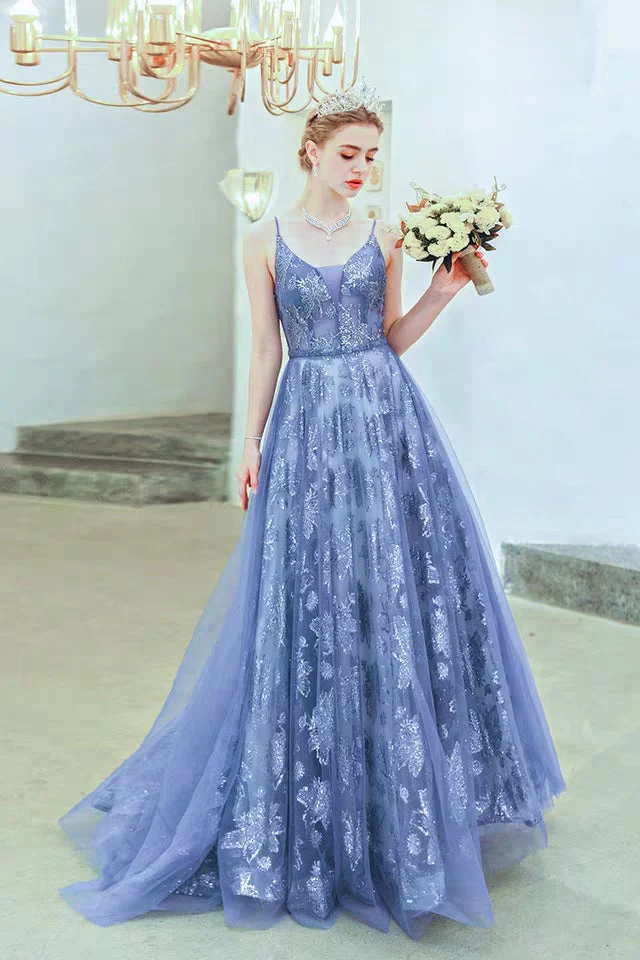 wedding dress, bright starry sea, haze blue bride, wedding toast, dinner party, performance, evening dress 2198 - Image 5