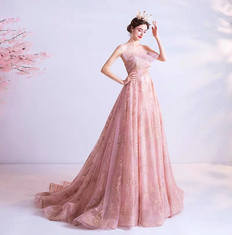 Wedding dress inextricably pale pink bride wedding toast service dinner annual party wedding evening dress 6716 - Image 2