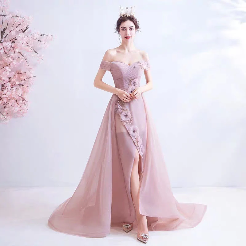 Wedding dress retro court style smoke blue bride wedding toast service dinner party wedding dress 6710 - Image 8