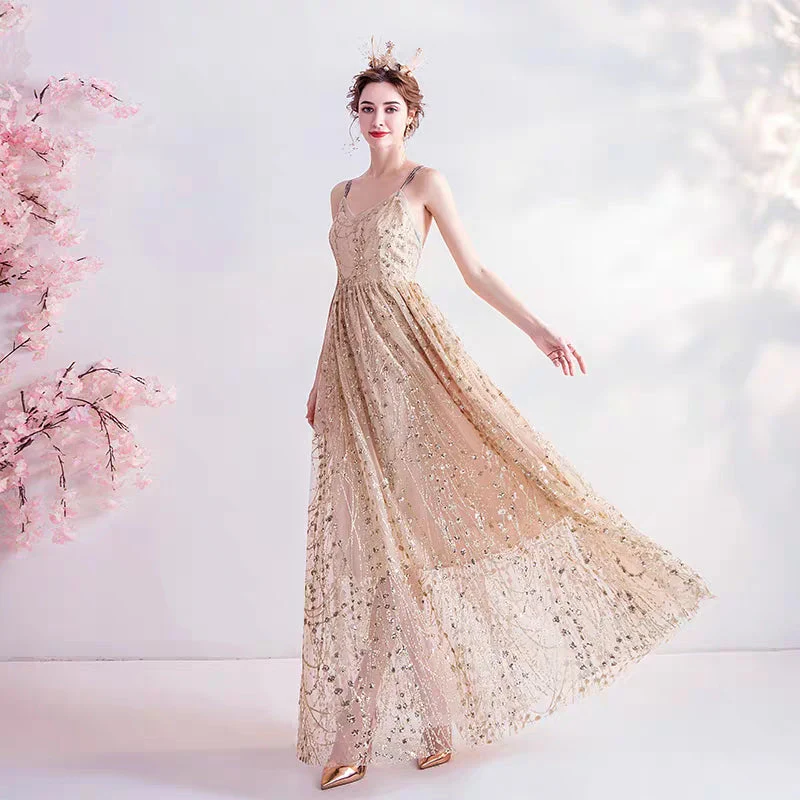 wedding dress sexy shine steam gold bare-back birthday party annual star dress evening dress 1260 - Image 2