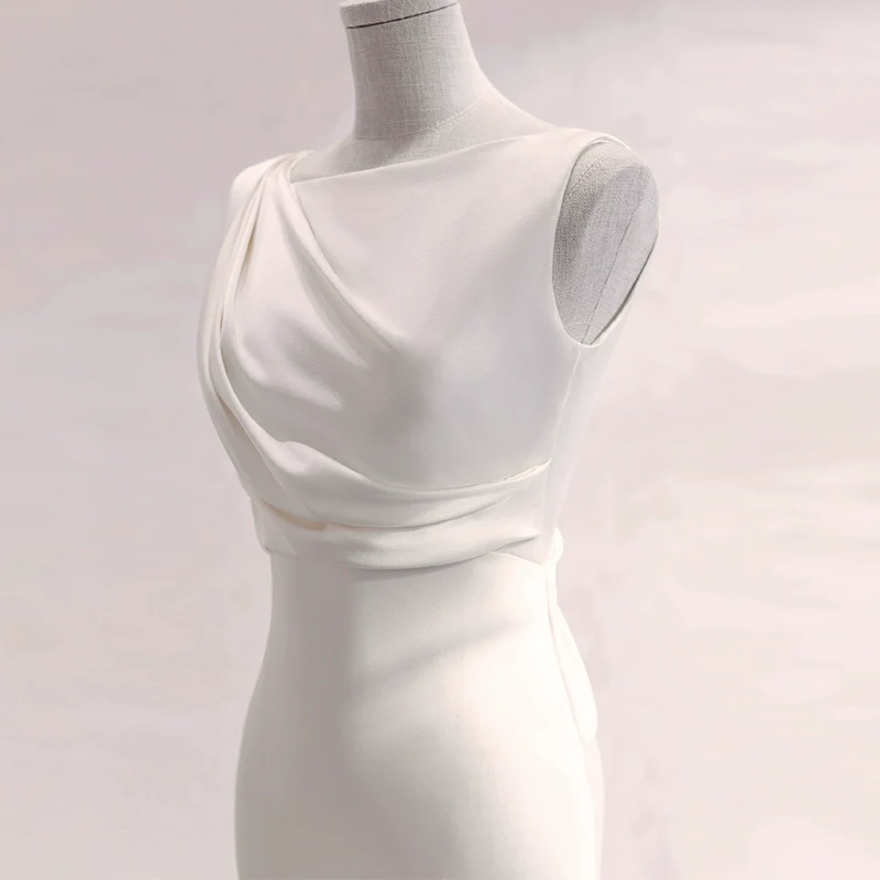 Wedding Dress White pleated design - Image 2