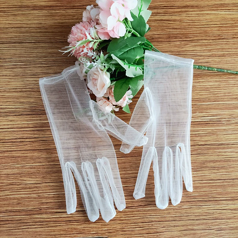 Wedding Gloves Long Winter White Satin - Image 6