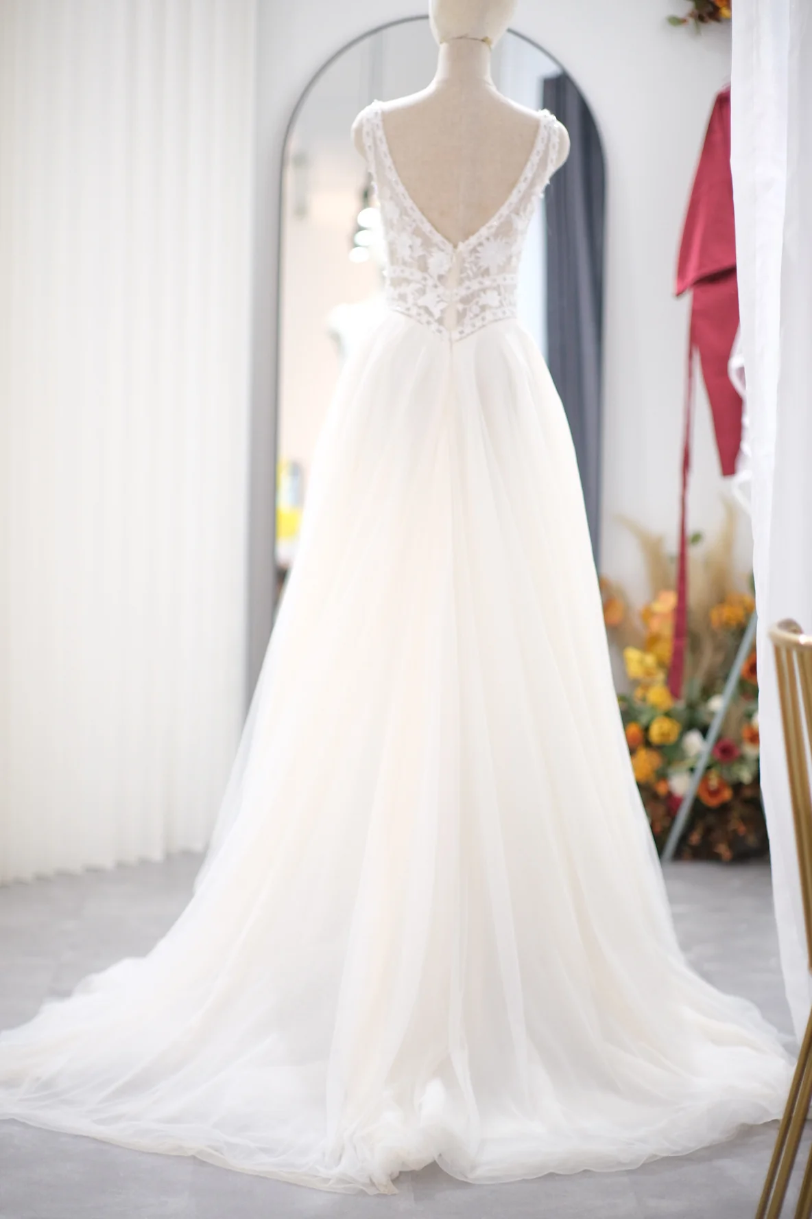 Lux Half Lace Beaded Size S Wedding Gown | Ready-to-Wear - Image 4