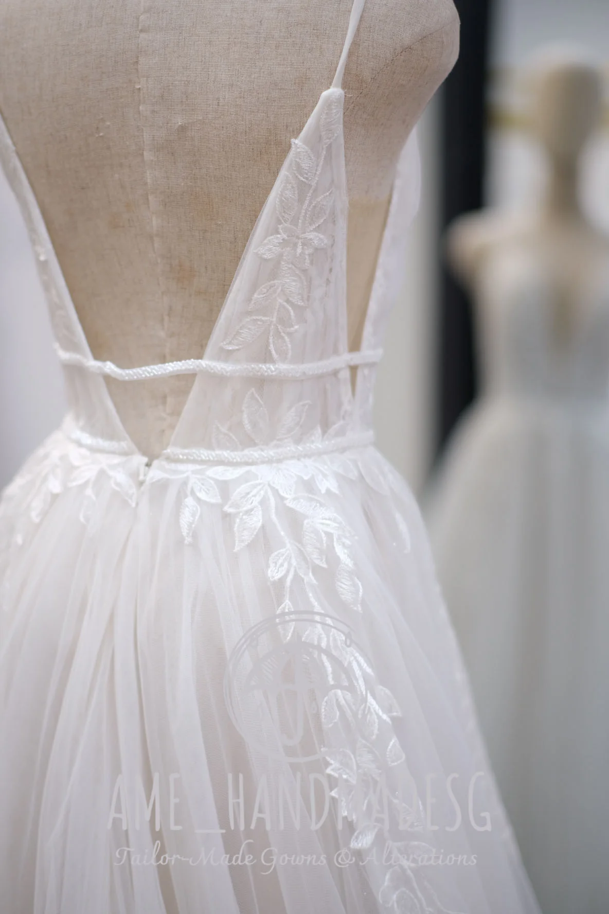 Premium Half Lace Beaded Size S Wedding Gown | Ready-to-Wear - Image 2