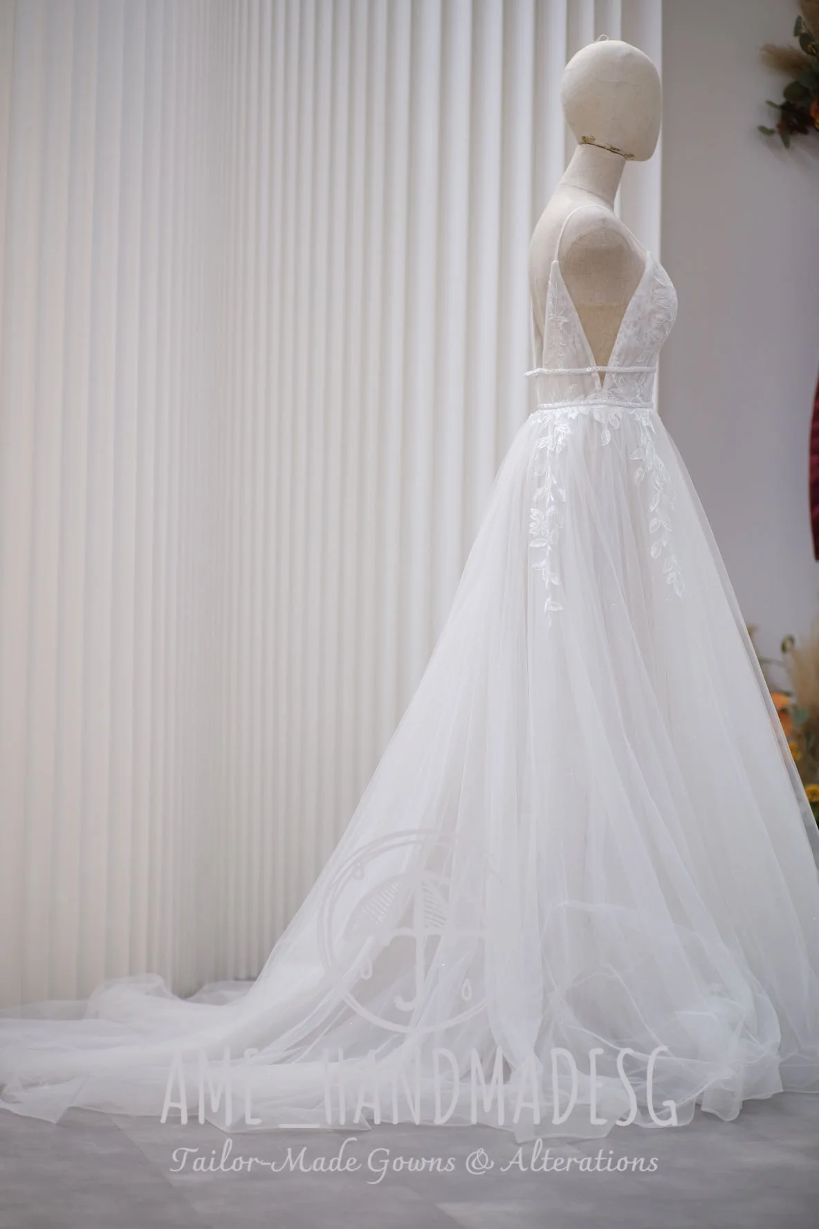 Premium Half Lace Beaded Size S Wedding Gown | Ready-to-Wear - Image 3