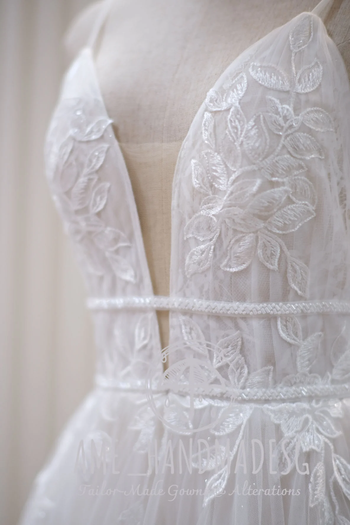 Premium Half Lace Beaded Size S Wedding Gown | Ready-to-Wear - Image 6