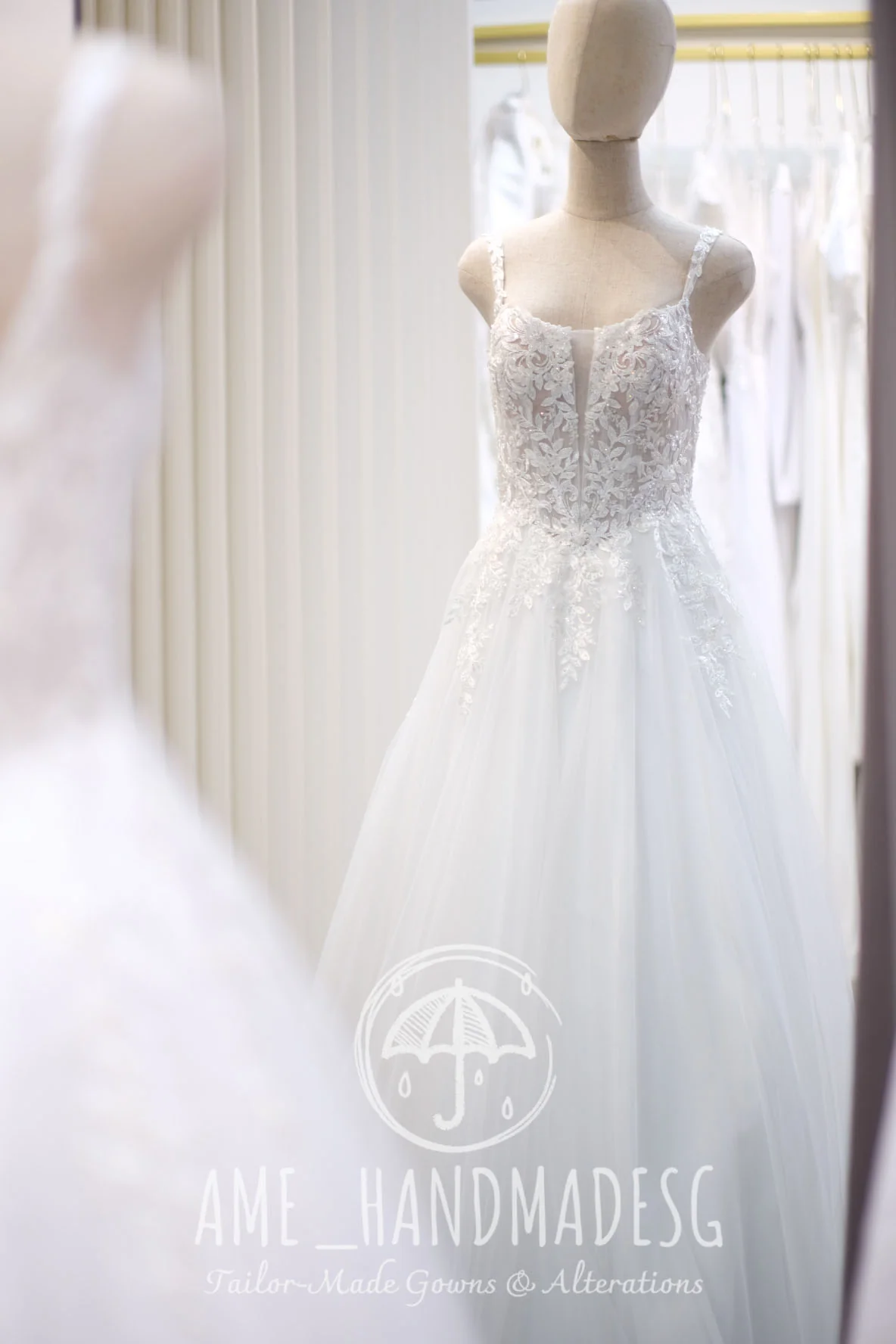 Premium Half Applique Lace Beaded Wedding Gown | Ready-to-Wear