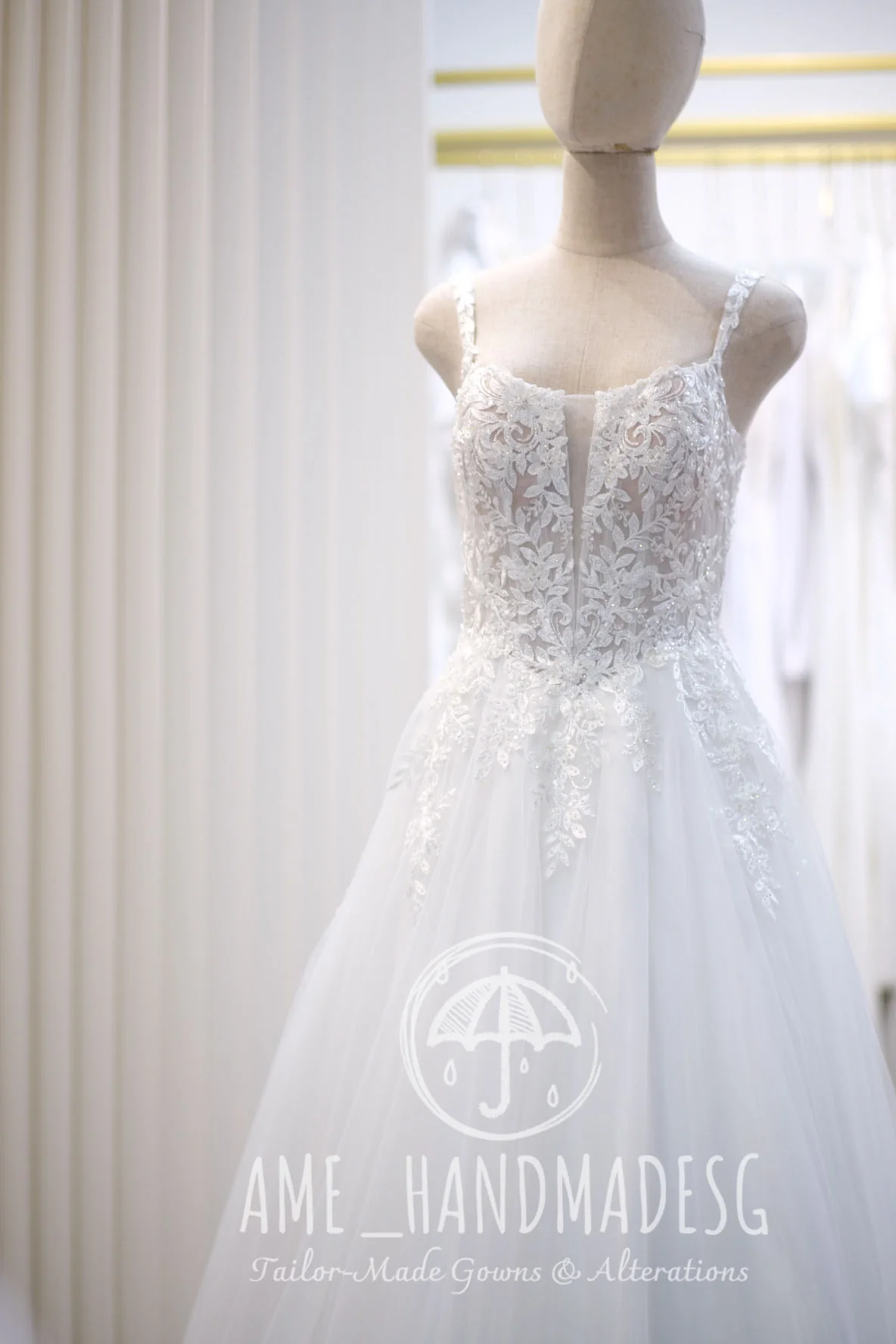 Premium Half Applique Lace Beaded Wedding Gown | Ready-to-Wear - Image 2