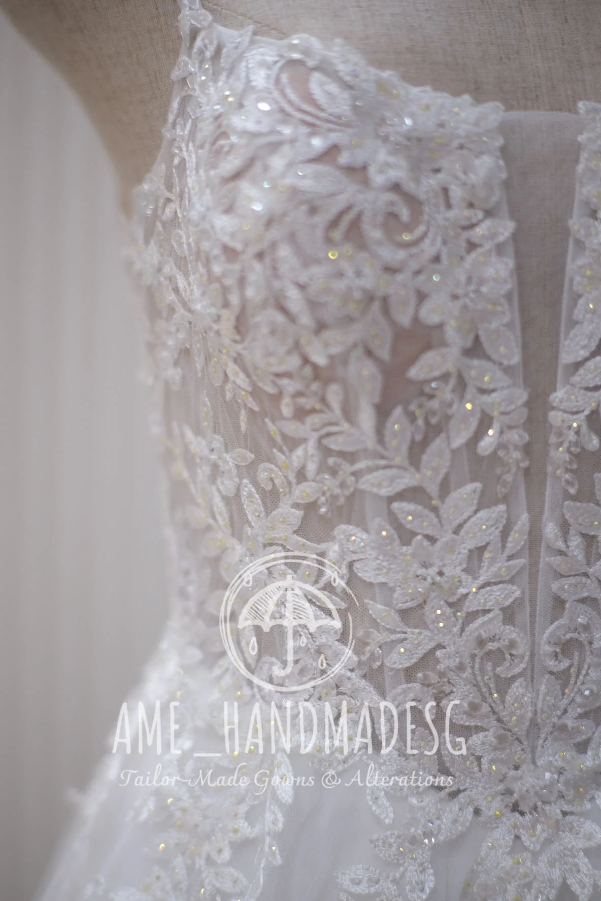 Premium Half Applique Lace Beaded Wedding Gown | Ready-to-Wear - Image 6
