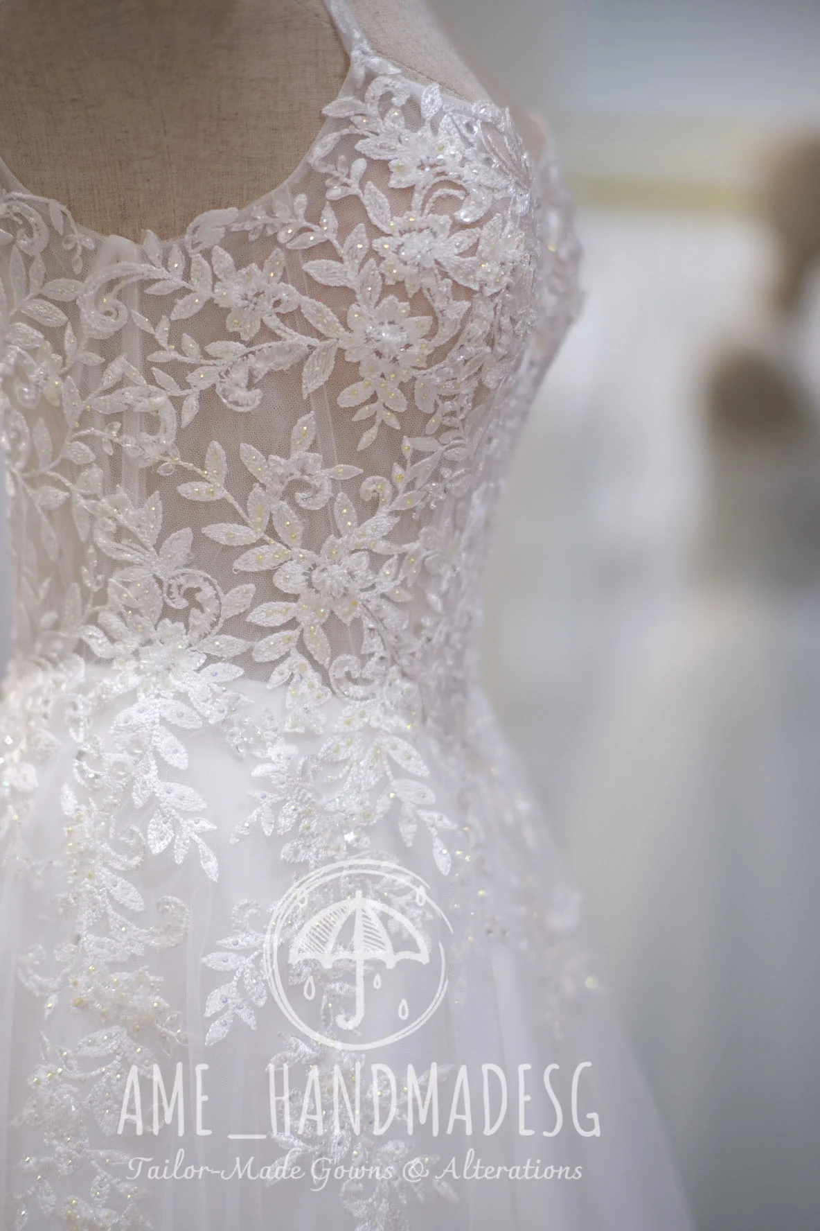 Premium Half Applique Lace Beaded Wedding Gown | Ready-to-Wear - Image 7