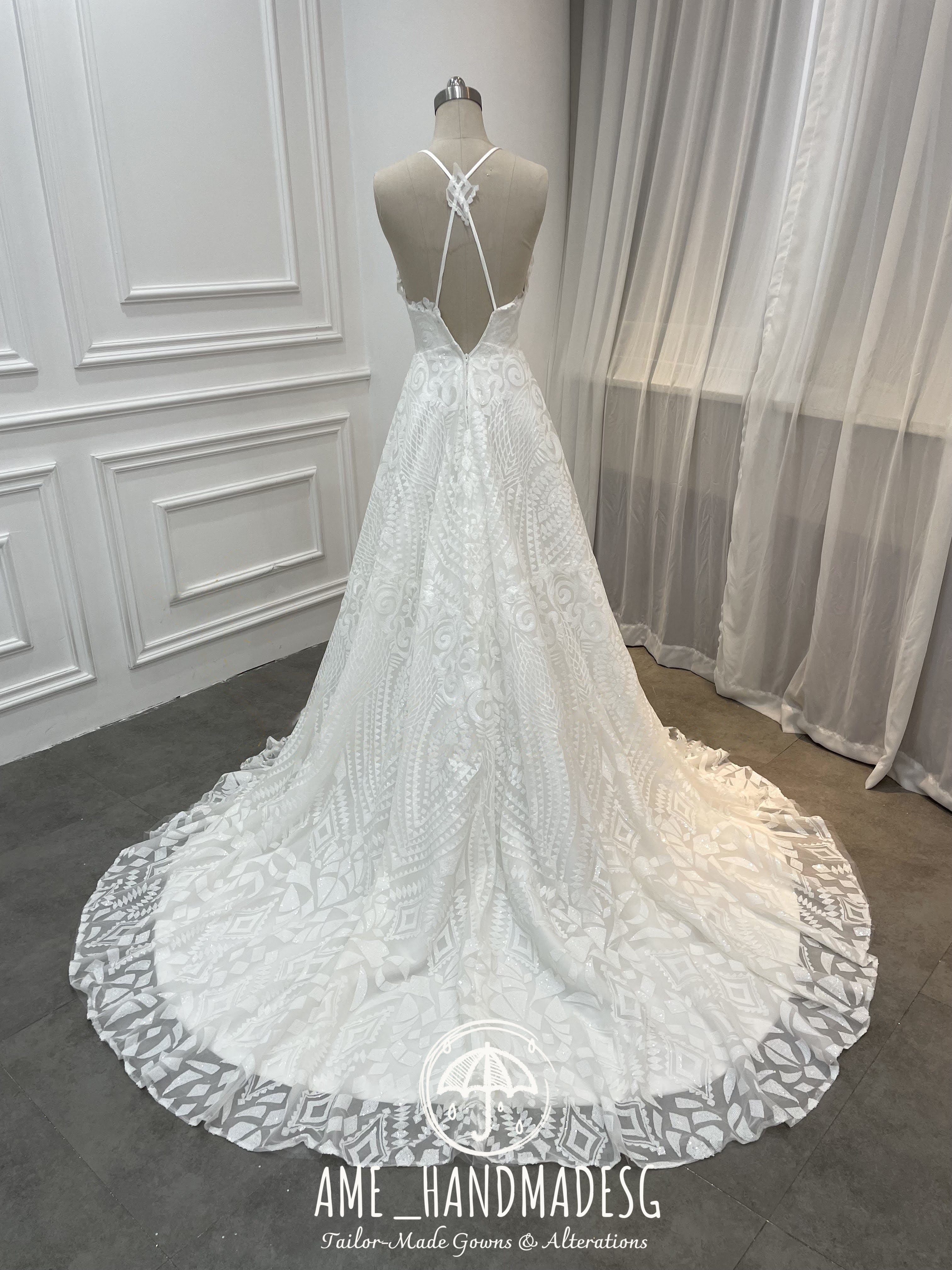 Ethereal Elegance Illusion Lace A-Line Wedding Dress - Image 2