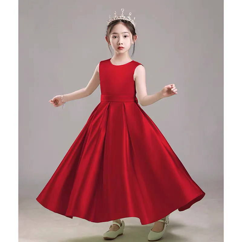 EG-SALE-AME-00202 Elegant White Satin Princess Dress for Girls by Ame Handmadesg - Image 6