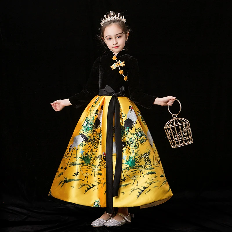 Winter Thicken Padded Style Cheongsam Hanfu for Children - Image 2