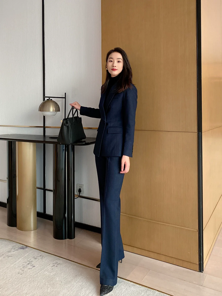 Women's Demi-Season Flared Trousers – Classic Office Suit Style - Image 4