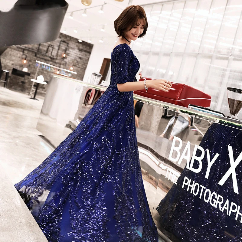 Women's Evening Dress Dark Long Skirt Steel With Shiny Noble Atmosphere - Image 6